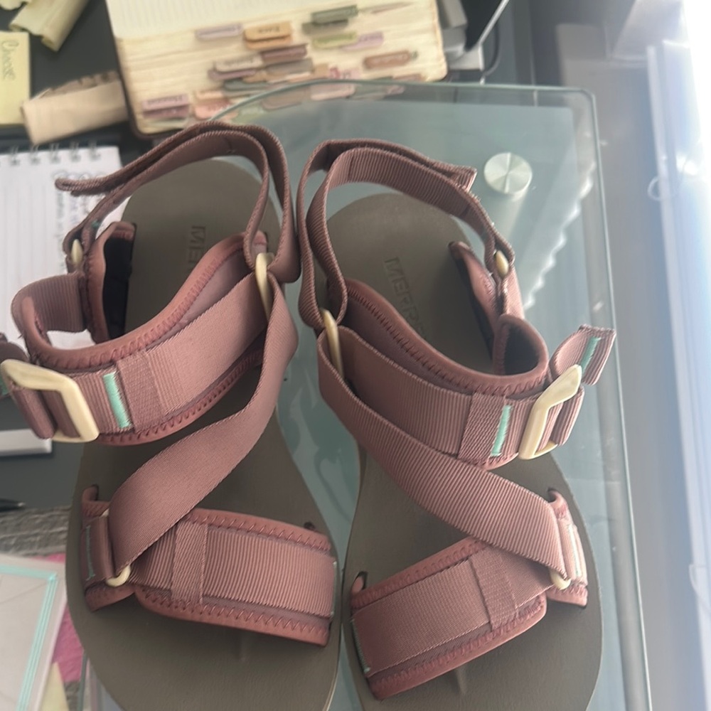 Merrell Brown and Pink Sandals with Modern Design